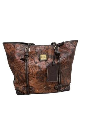 Dooney & Bourke Brown Disney Embossed Leather Tote with Dark Trim
